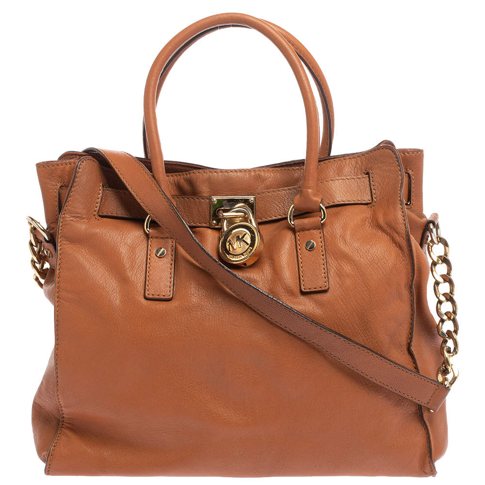 Pre Owned MICHAEL Michael Kors Brown Leather Large Hamilton North South Tote