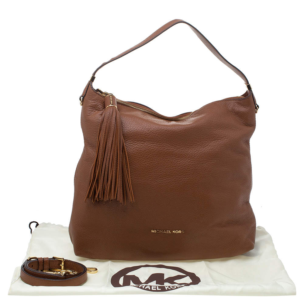 Michael Kors, Bedford tassel, shoulder store strap, brown leather purse