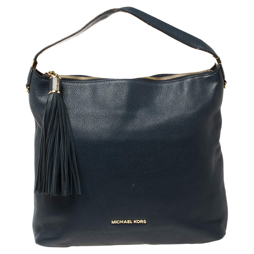 Pre Owned MICHAEL Michael Kors Navy Blue Leather Large Weston Hobo