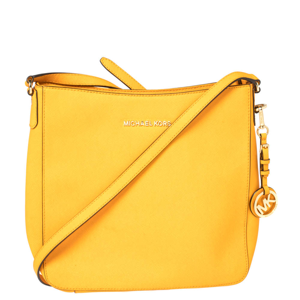 Michael Michael Kors Yellow Leather Jet Set Travel Messenger Bag