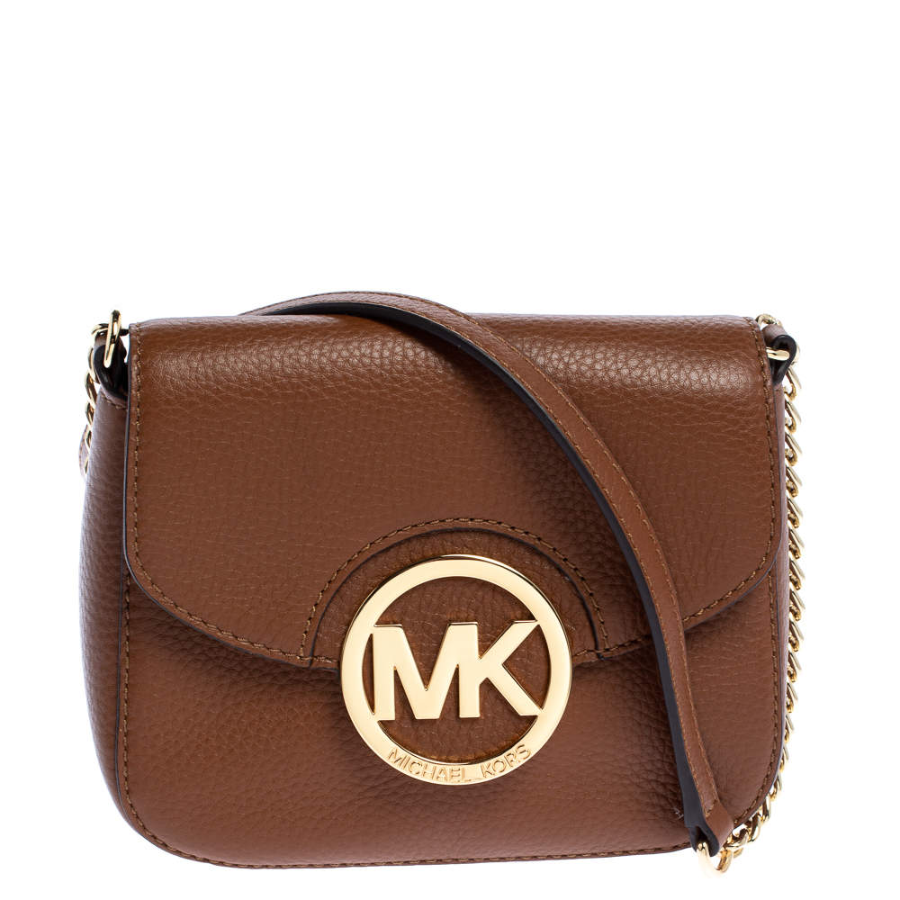 Pre Owned MICHAEL Michael Kors Brown Leather Fulton Crossbody Bag