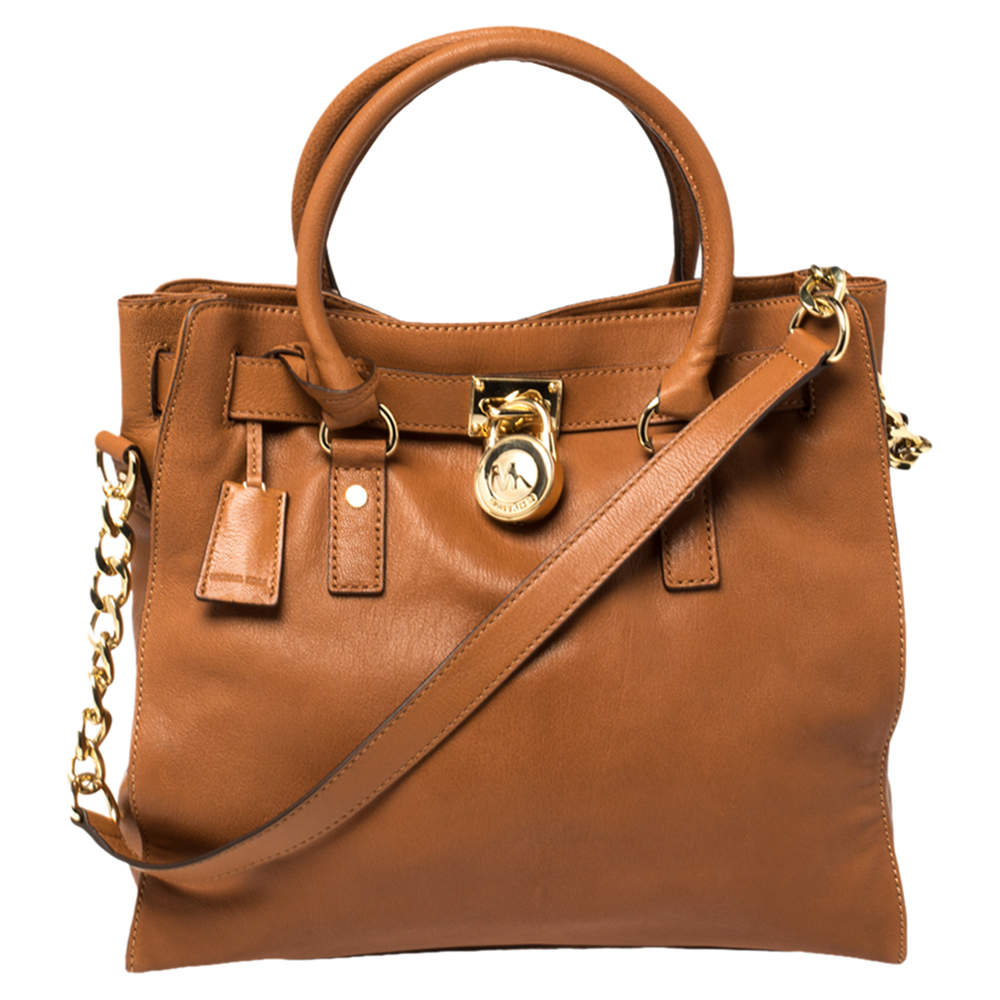Pre Owned MICHAEL Michael Kors Brown Leather Hamilton Tote