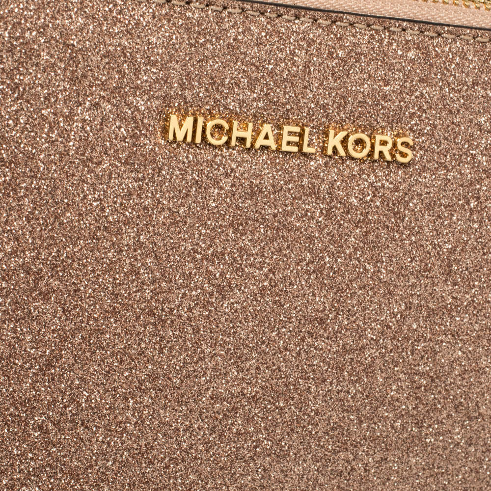 MICHAEL Michael Kors Rose Gold Glitter Medium Cindy Dome Crossbody Bag  MICHAEL Michael Kors
