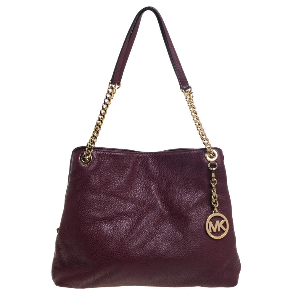 MICHAEL Michael Kors Burgundy Leather Jet Set Chain Shoulder Bag