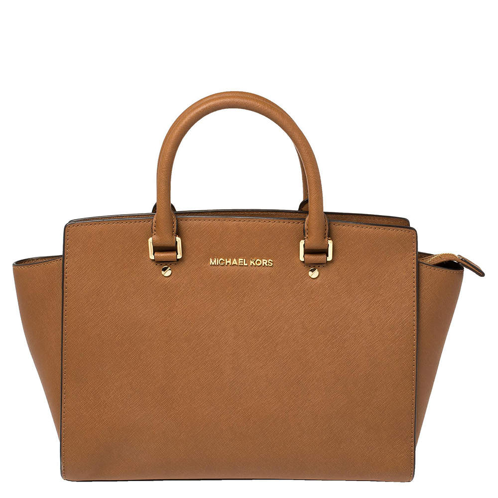 Pre Owned MICHAEL Michael Kors Brown Leather Large Selma Tote