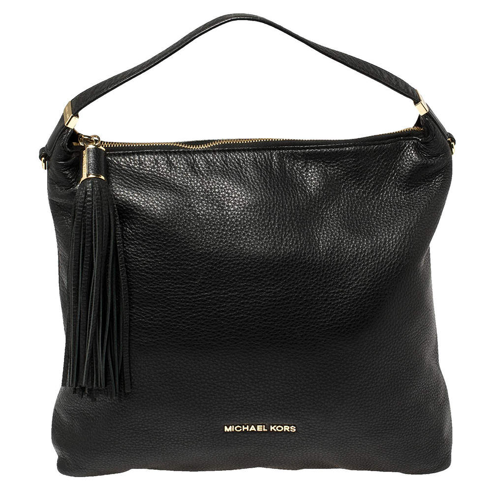 Pre Owned MICHAEL Michael Kors Black Leather Bedford Tassel Shoulder Bag