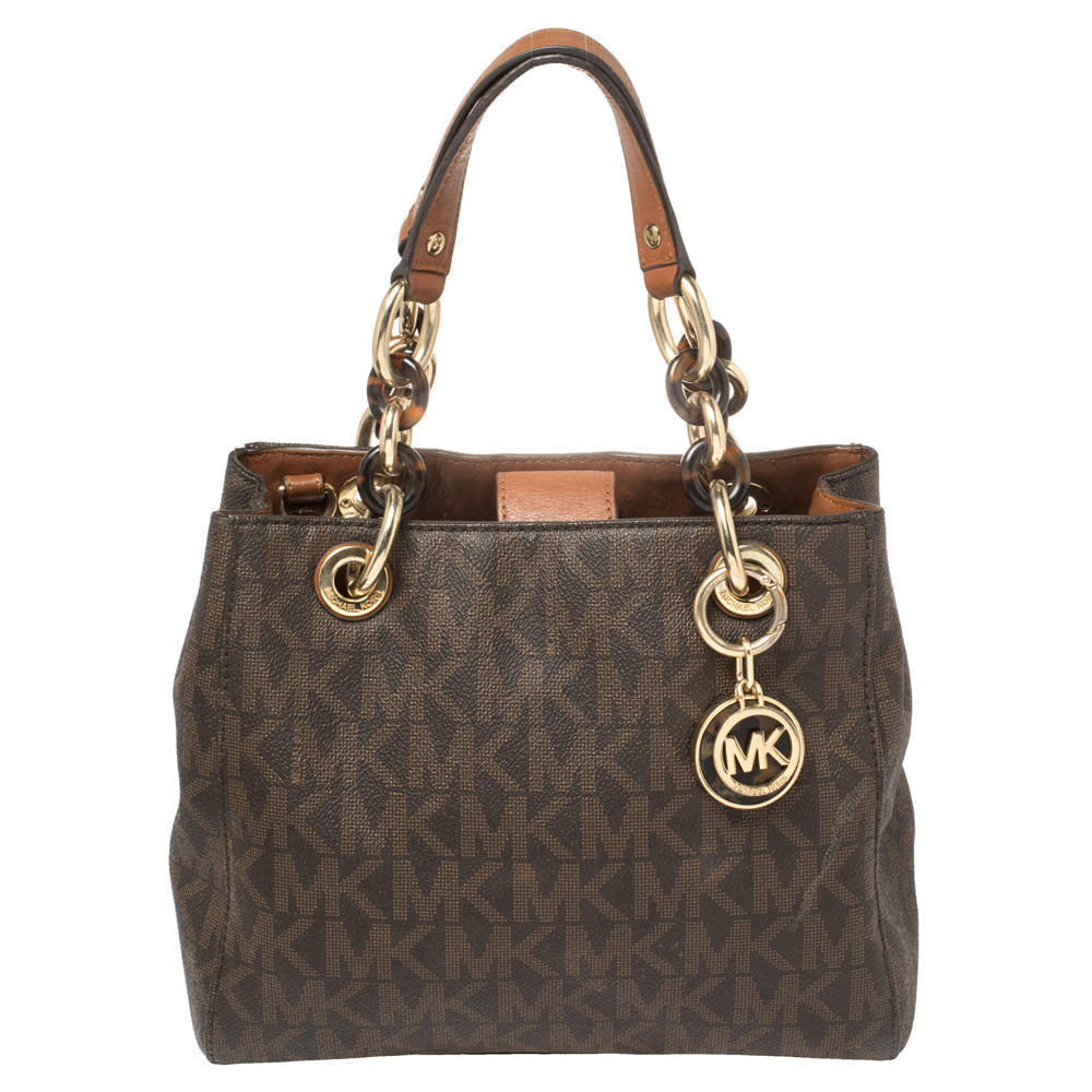 Michael Michael Kors Brown Signature Coated Canvas Small Cynthia Tote
