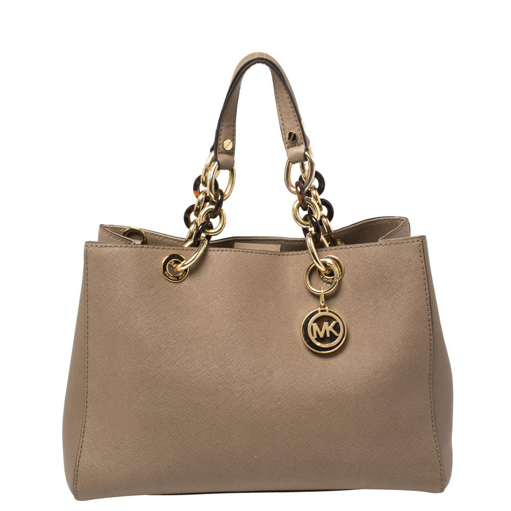 مملوكة مسبقًا MICHAEL Michael Kors Beige Saffiano Leather Medium Cynthia Tote