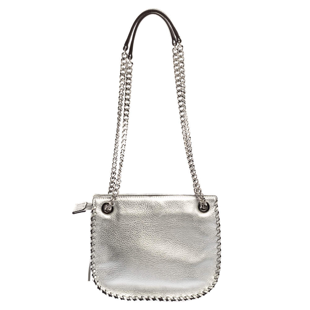 Michael Michael Kors Chelsea Large Leather Convertible Clutch - Silver