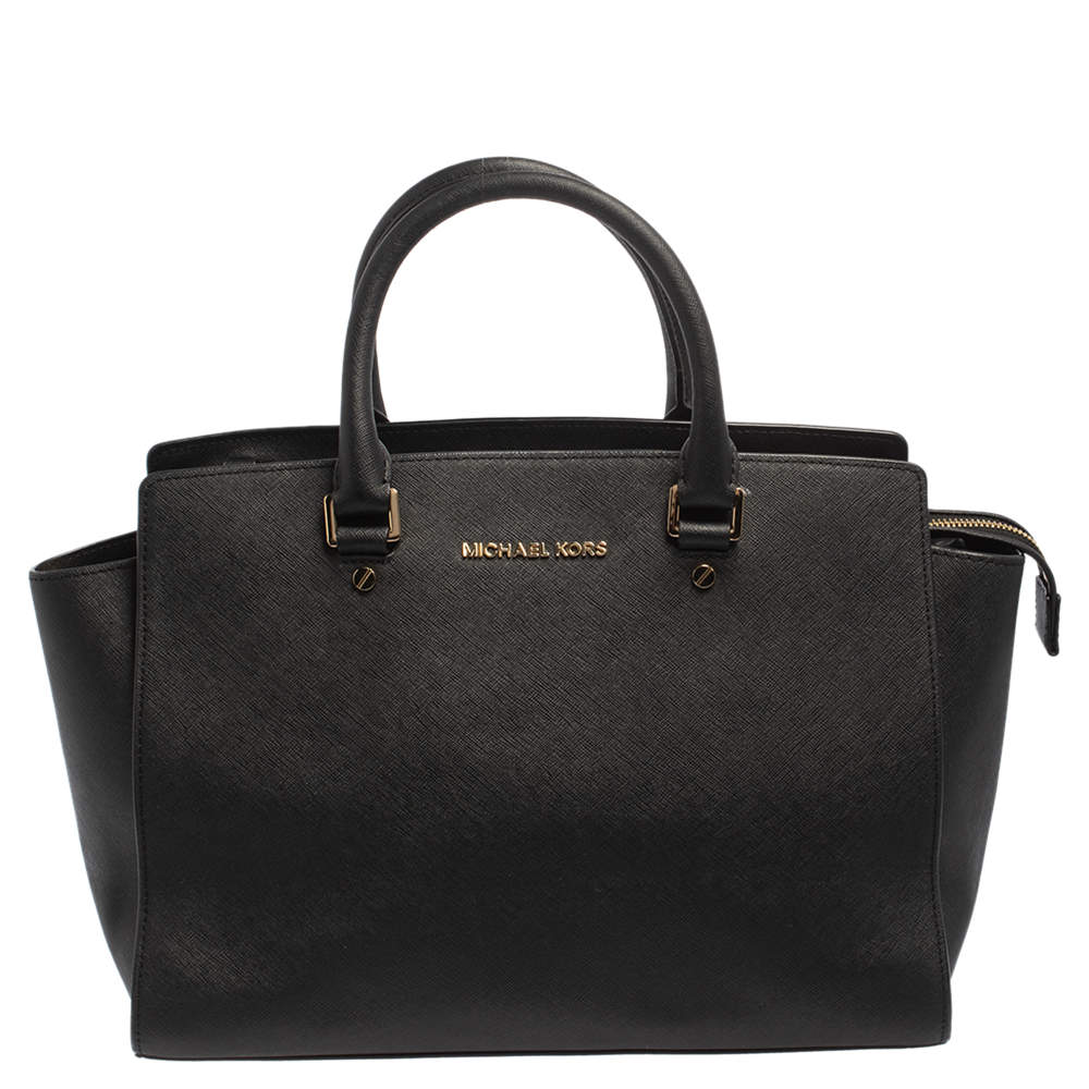 Pre Owned MICHAEL Michael Kors Black Saffiano Leather Large Selma Tote