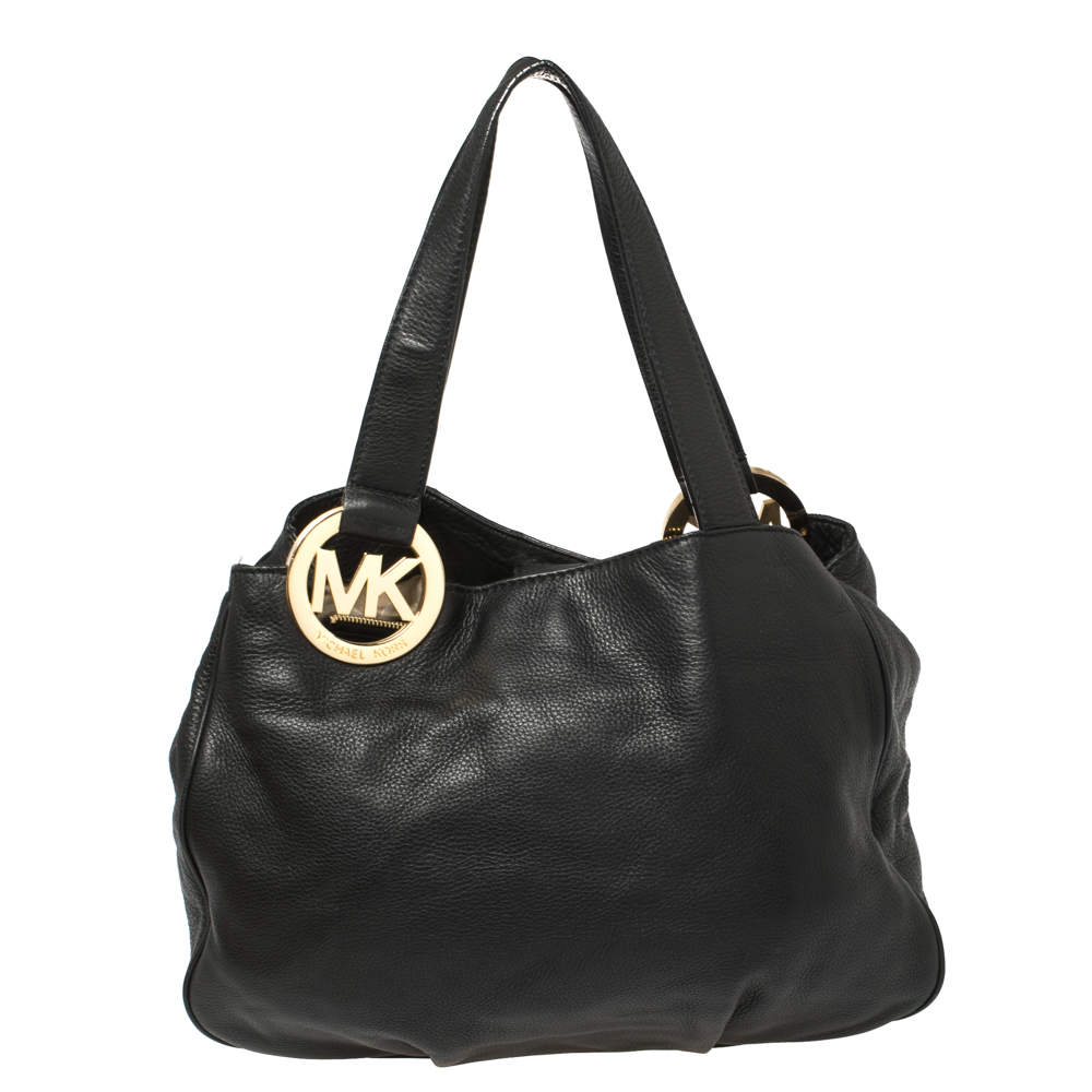 Pre Owned حقيبة يد توتس مايكل مايكل كورس فولتون جلد أسود 