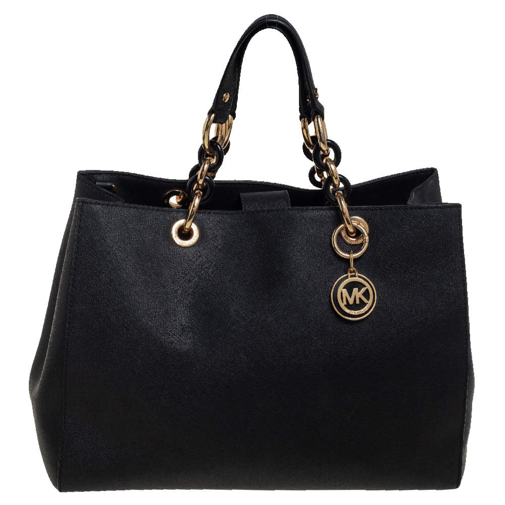 مملوكة مسبقًا MICHAEL Michael Kors Black Saffiano Leather Large Cynthia Tote