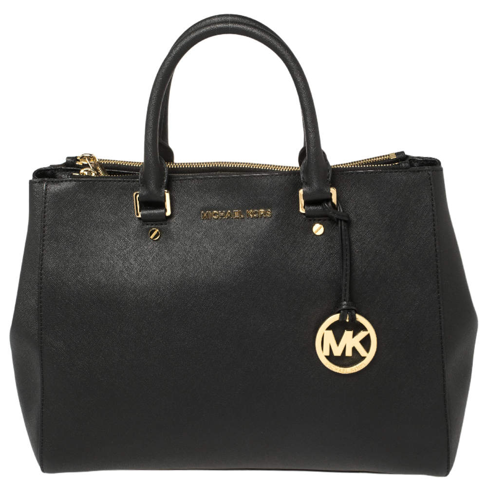Pre Owned MICHAEL Michael Kors Black Saffiano Leather Large Sutton Tote