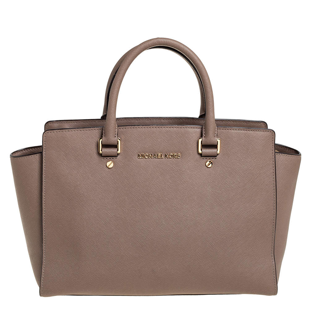 Pre Owned حقيبة ساتشل مايكل مايكل كورس سيلما جلد بني كبيرة