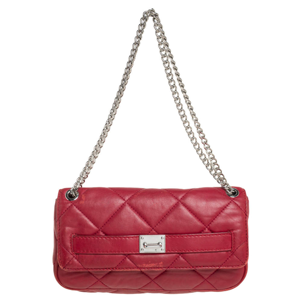 Pre Owned MICHAEL Michael Kors Red Leather Flap Shoulder Bag