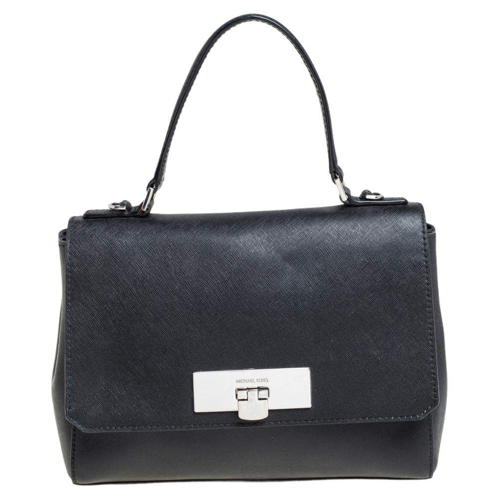 Pre Owned MICHAEL Michael Kors Black Leather Callie Top Handle Bag