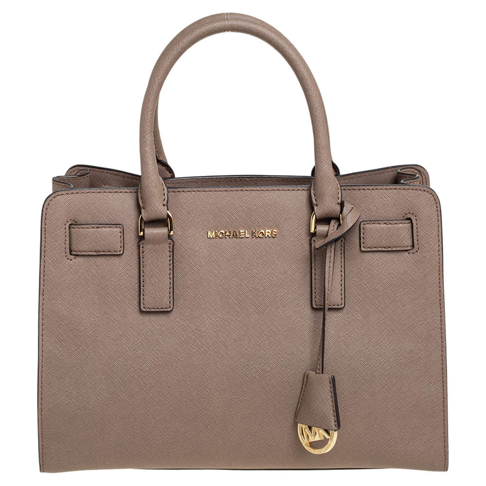 Pre Owned MICHAEL Michael Kors Brown Saffiano Leather Dillon Tote