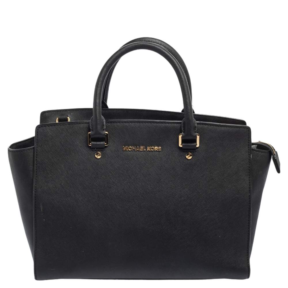 Pre Owned MICHAEL Michael Kors Black Saffiano Leather Large Selma Tote