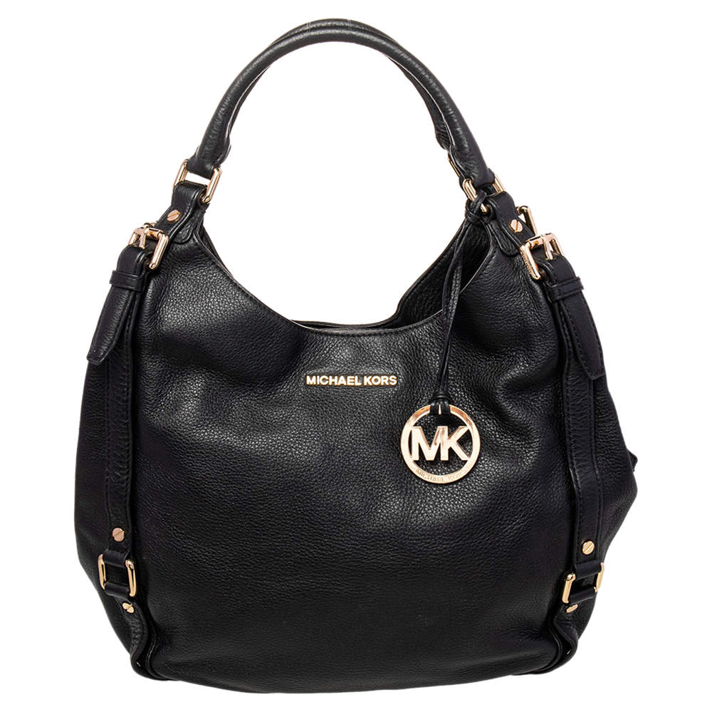 Pre Owned Michael Michael Kors Black Leather Bedford Hobo