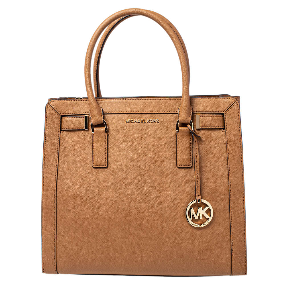 Pre Owned حقيبة يد توتس مايكل مايكل كورس ديلون جلد بني فاتح