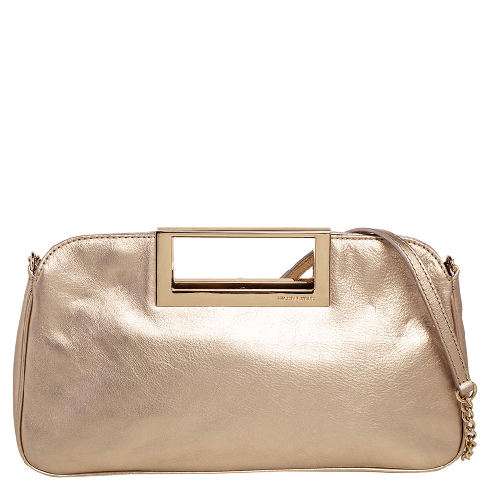 Pre Owned حقيبة كلتش مايكل مايكل كورس بيركلي جلد ذهبي ميتاليك