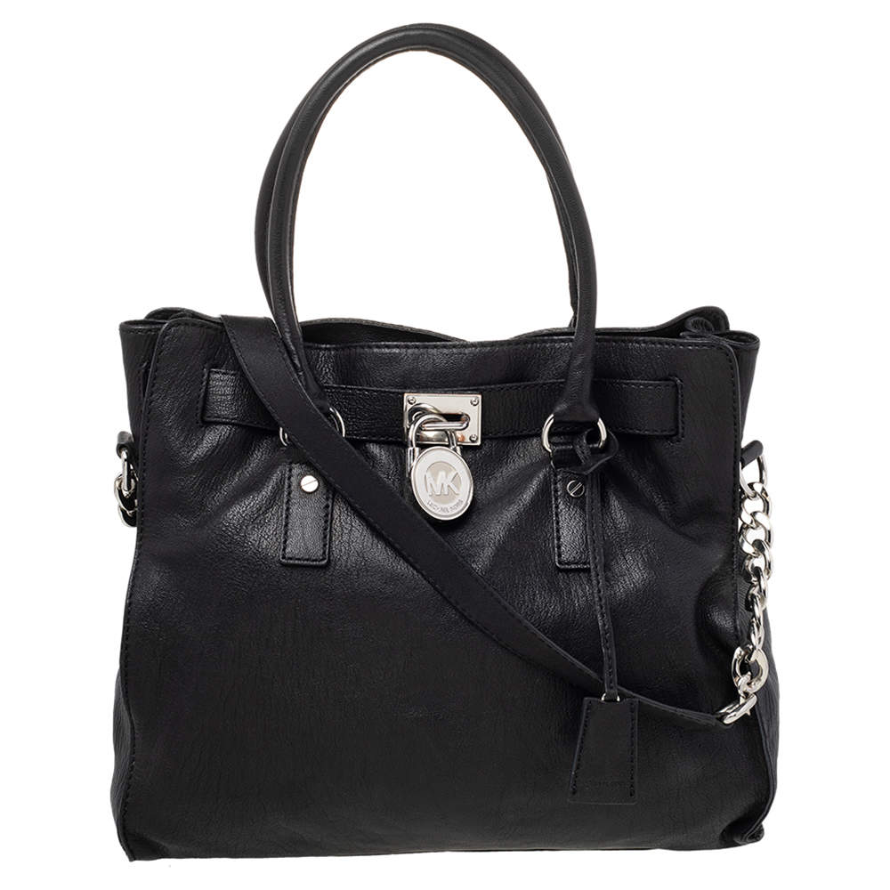 Pre Owned MICHAEL Michael Kors Black Leather Hamilton Tote