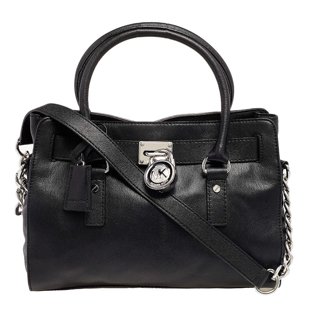 Pre Owned حقيبة يد توتس مايكل مايكل كورس هاميلتون ايست ويست جلد أسود متوسطة