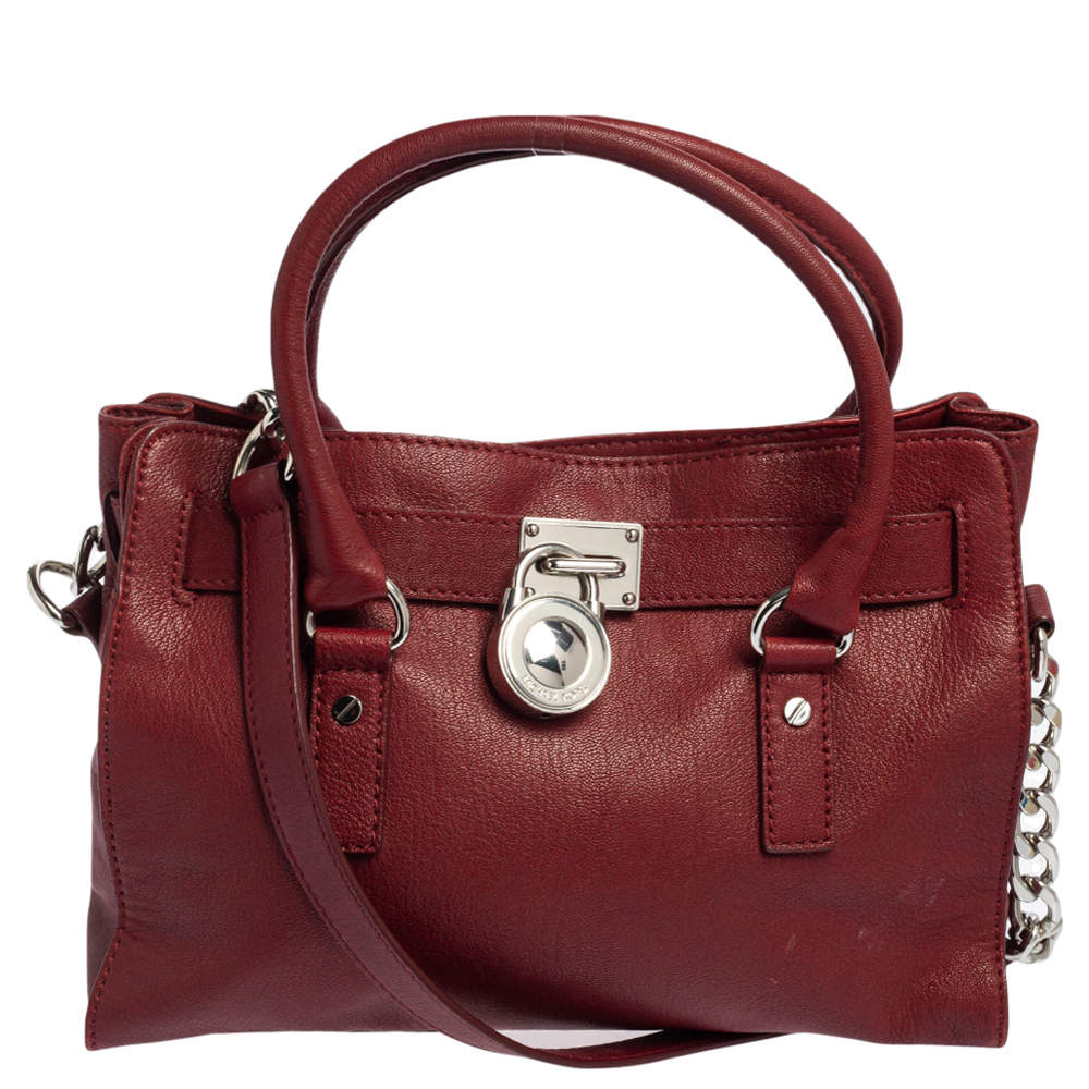 Pre Owned حقيبة يد توتس مايكل مايكل كورس هاميلتون إيست ويست جلد أحمر