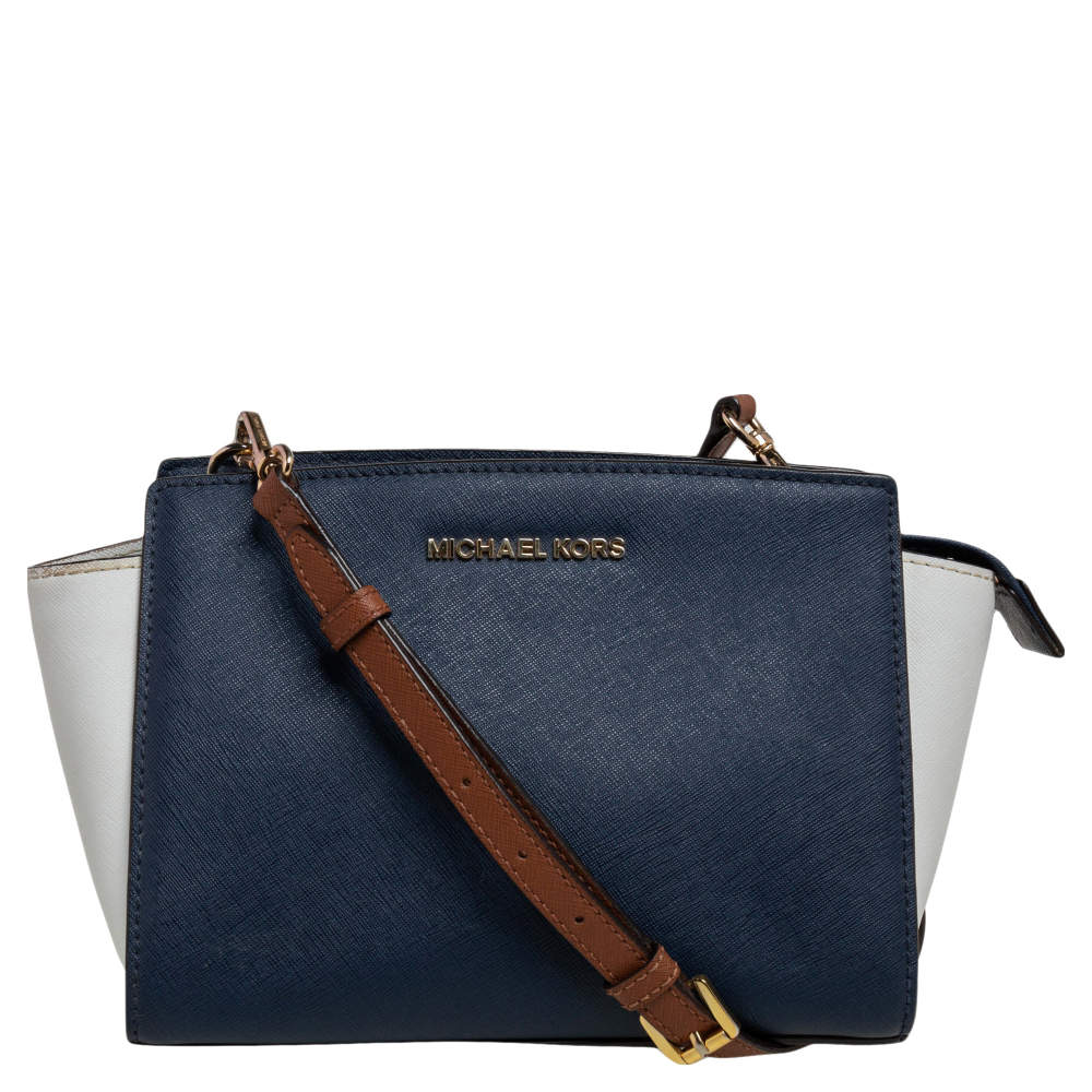 Pre Owned MICHAEL Michael Kors Tricolor Leather Small Selma Crossbody Bag