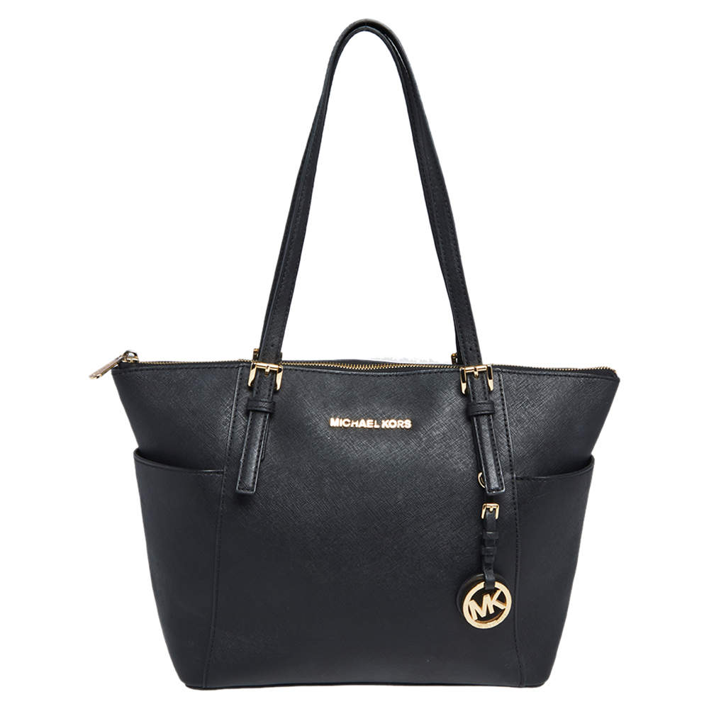 Pre Owned حقيبة يد مايكل مايكل كورس جلد أسود متوسطة