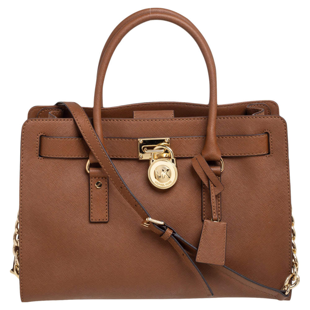 Pre Owned MICHAEL Michael Kors Brown Leather North South Hamilton Tote