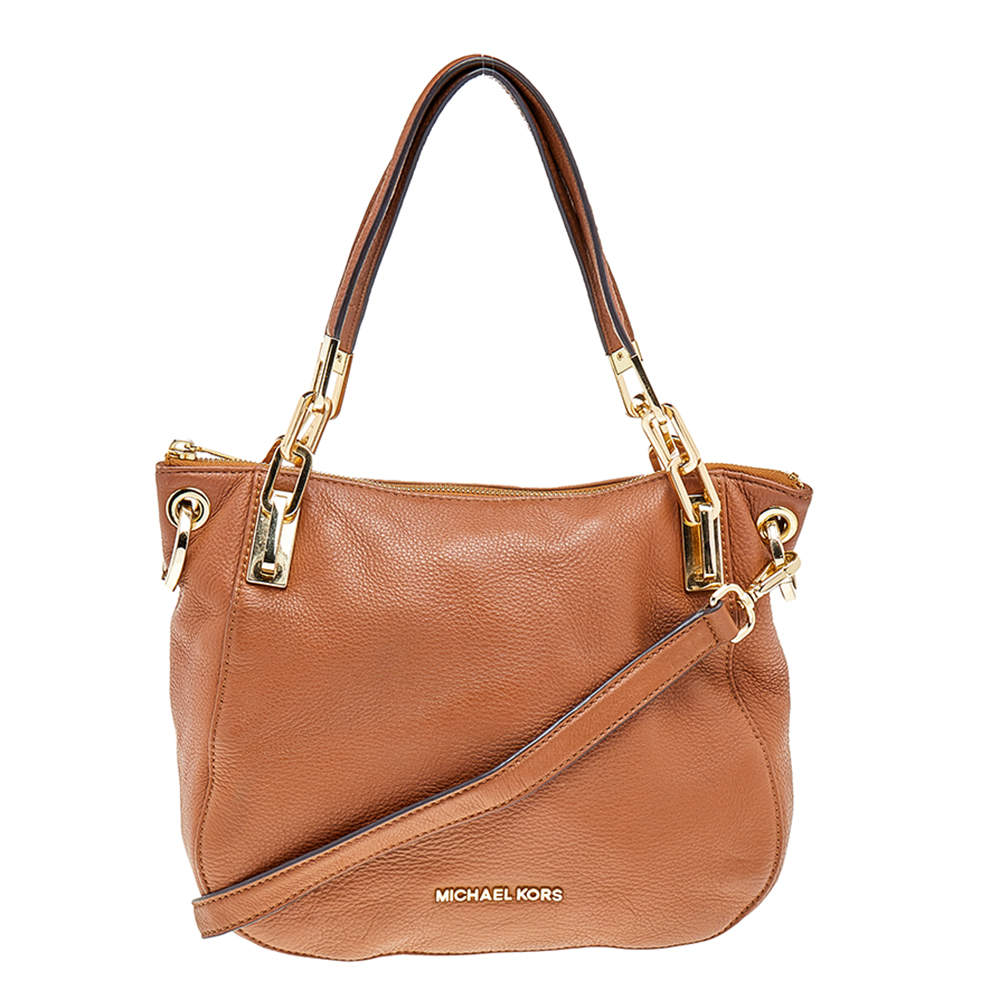 Pre Owned MICHAEL Michael Kors Brown Leather Brooke Shoulder Bag