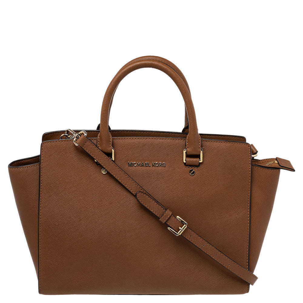 Pre Owned MICHAEL Michael Kors Brown Leather Large Selma Satchel