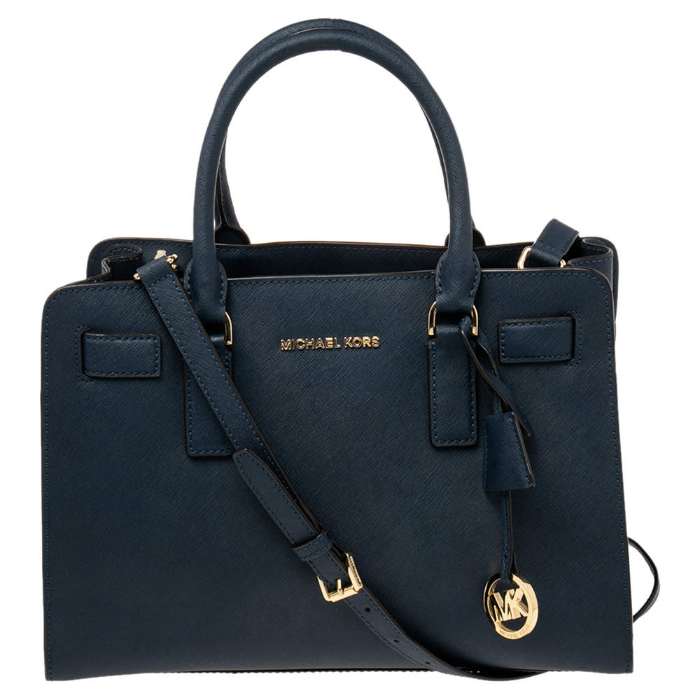 Pre Owned حقيبة يد مايكل مايكل كورس ديلون جلد سافيانو كحلي