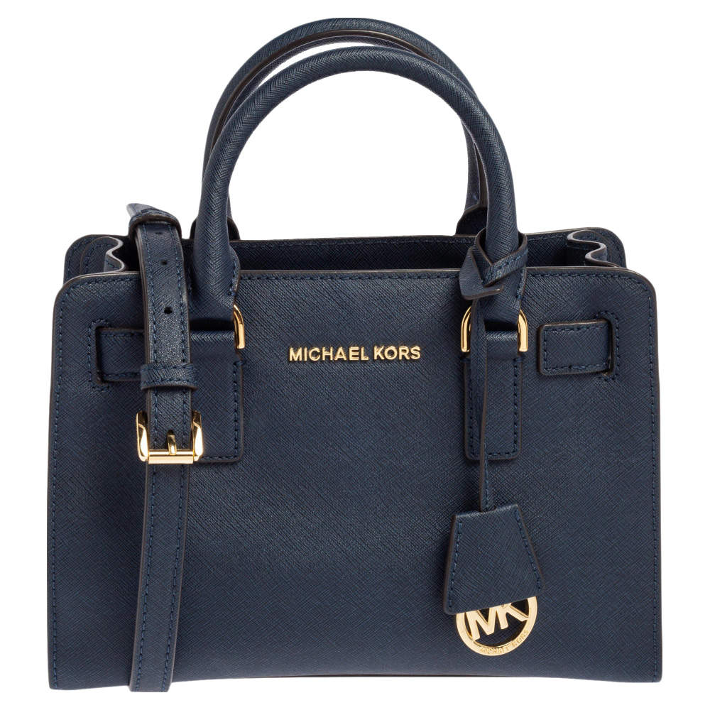 Pre Owned MICHAEL Michael Kors Blue Leather Small Dillon Tote