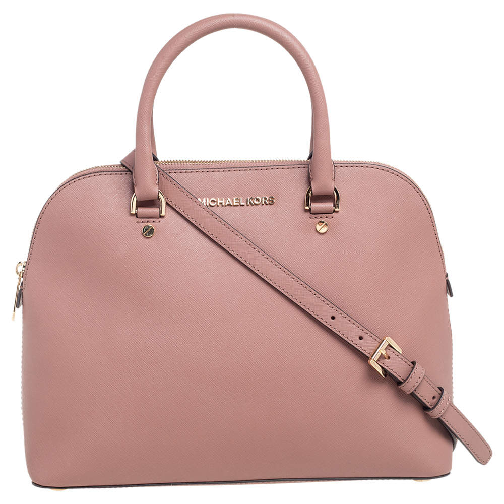 Pre Owned MICHAEL Michael Kors Old Rose Leather Cindy Dome Satchel