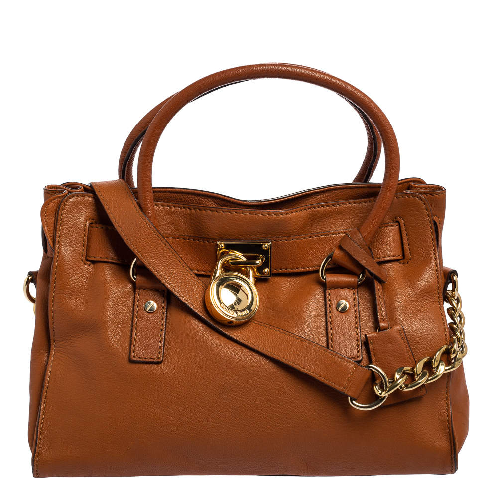 Pre Owned حقيبة يد مايكل مايكل كورس هاميلتون ايست/ ويست جلد بني فاتح