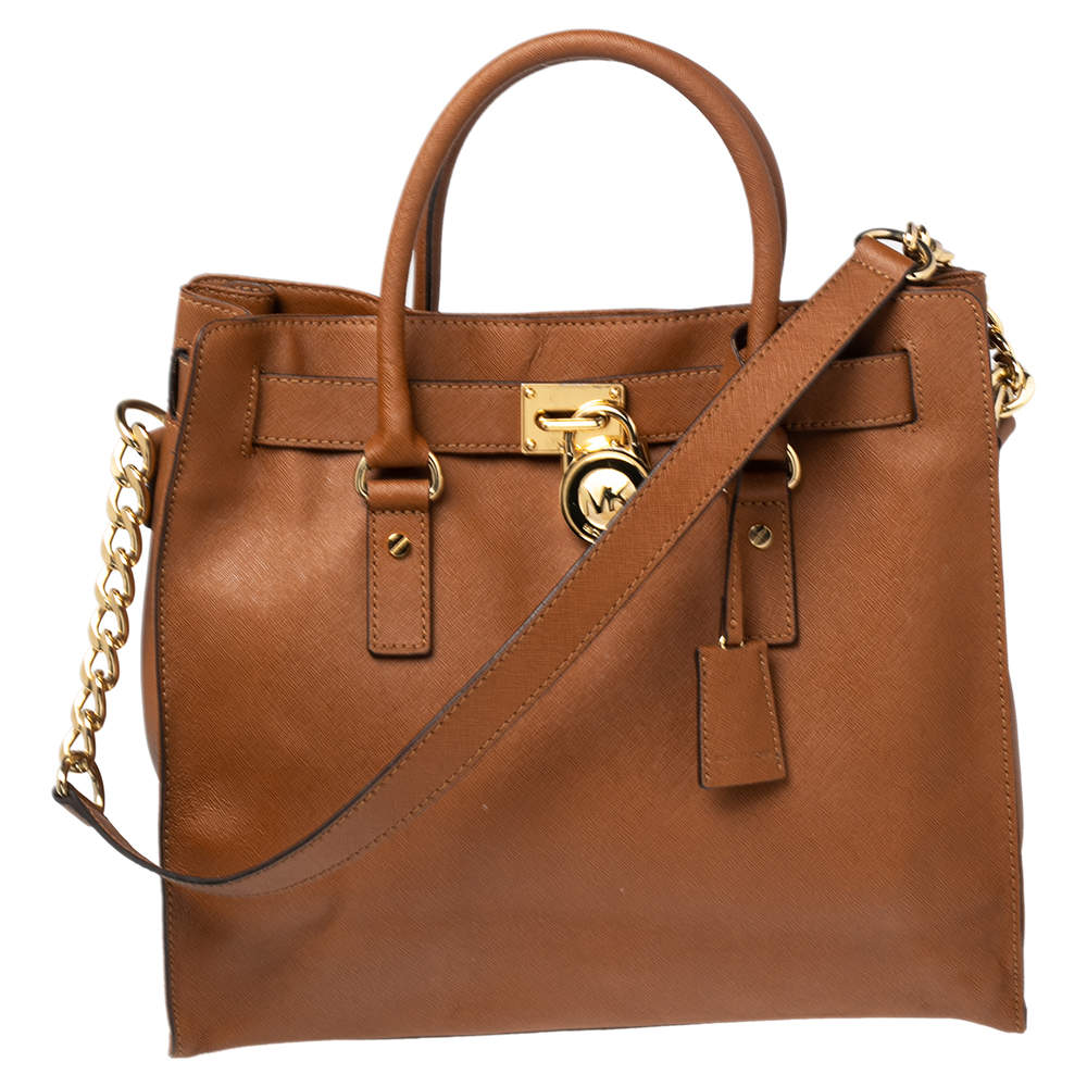 Pre Owned MICHAEL Michael Kors Tan Leather Large Hamilton North South Tote