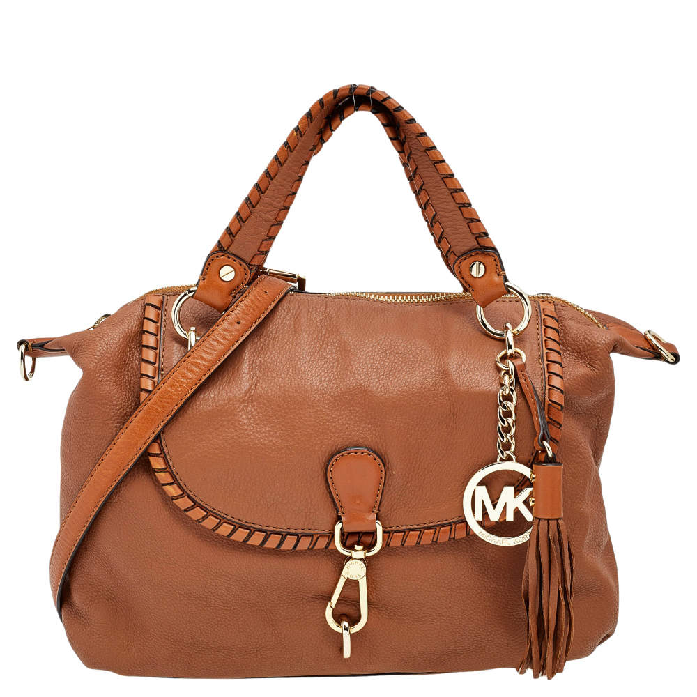 مملوكة مسبقًا حقيبة ساتشل مايكل مايكل كورس جلد محبب بني