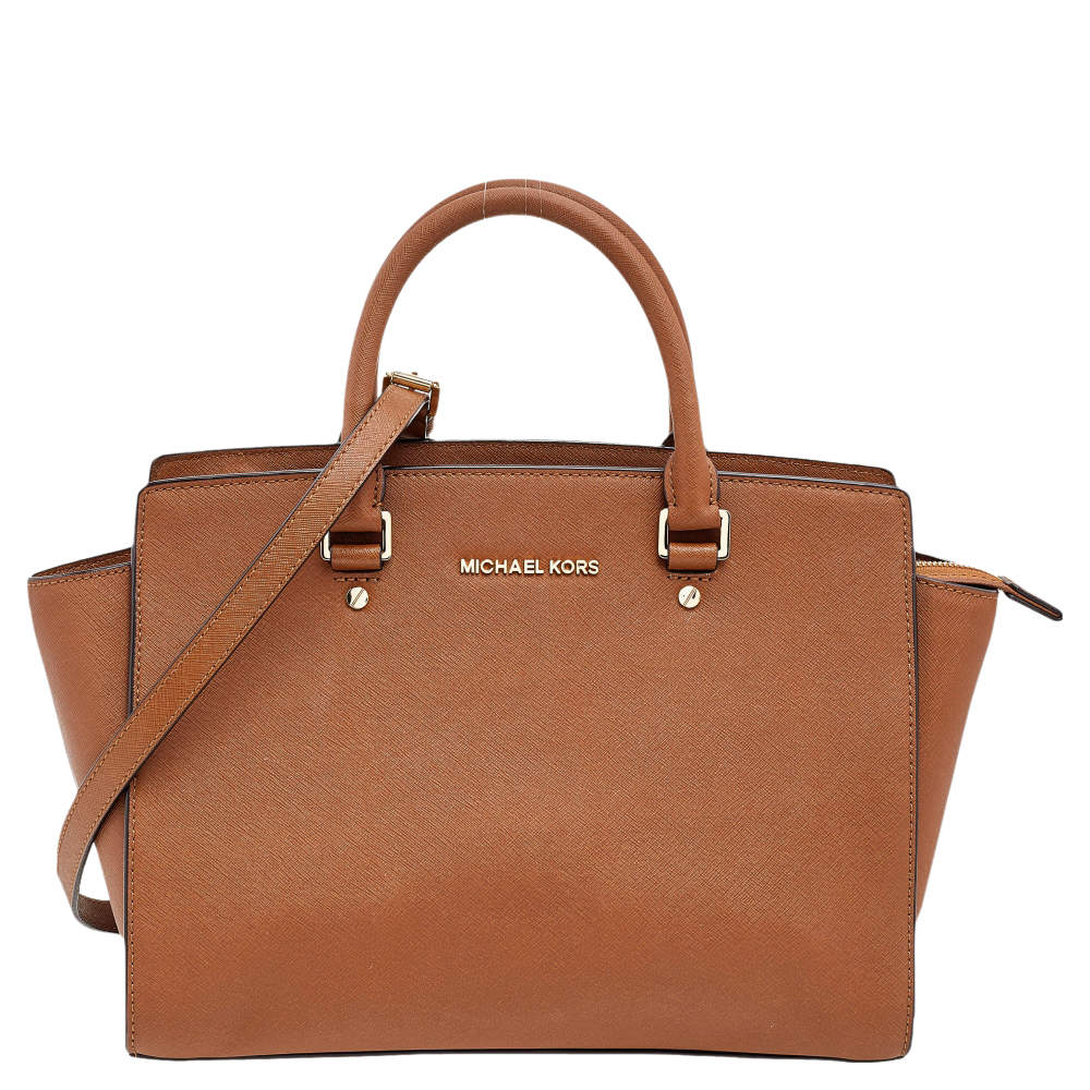 مملوكة مسبقًا MICHAEL Michael Kors Brown Leather Large Selma Satchel