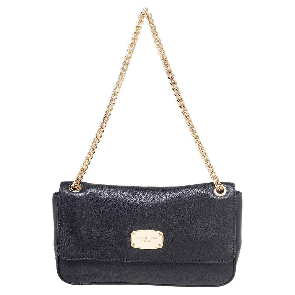 Pre Owned MICHAEL Michael Kors Black Leather Jet Set Chain Shoulder Bag