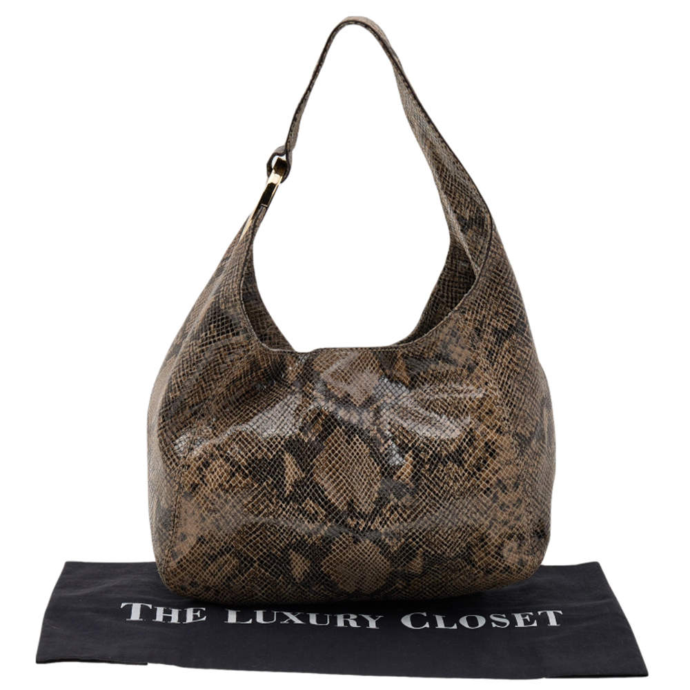 Michael Kors Fulton Angora Python Embossed Medium Chain Hobo Bag deals