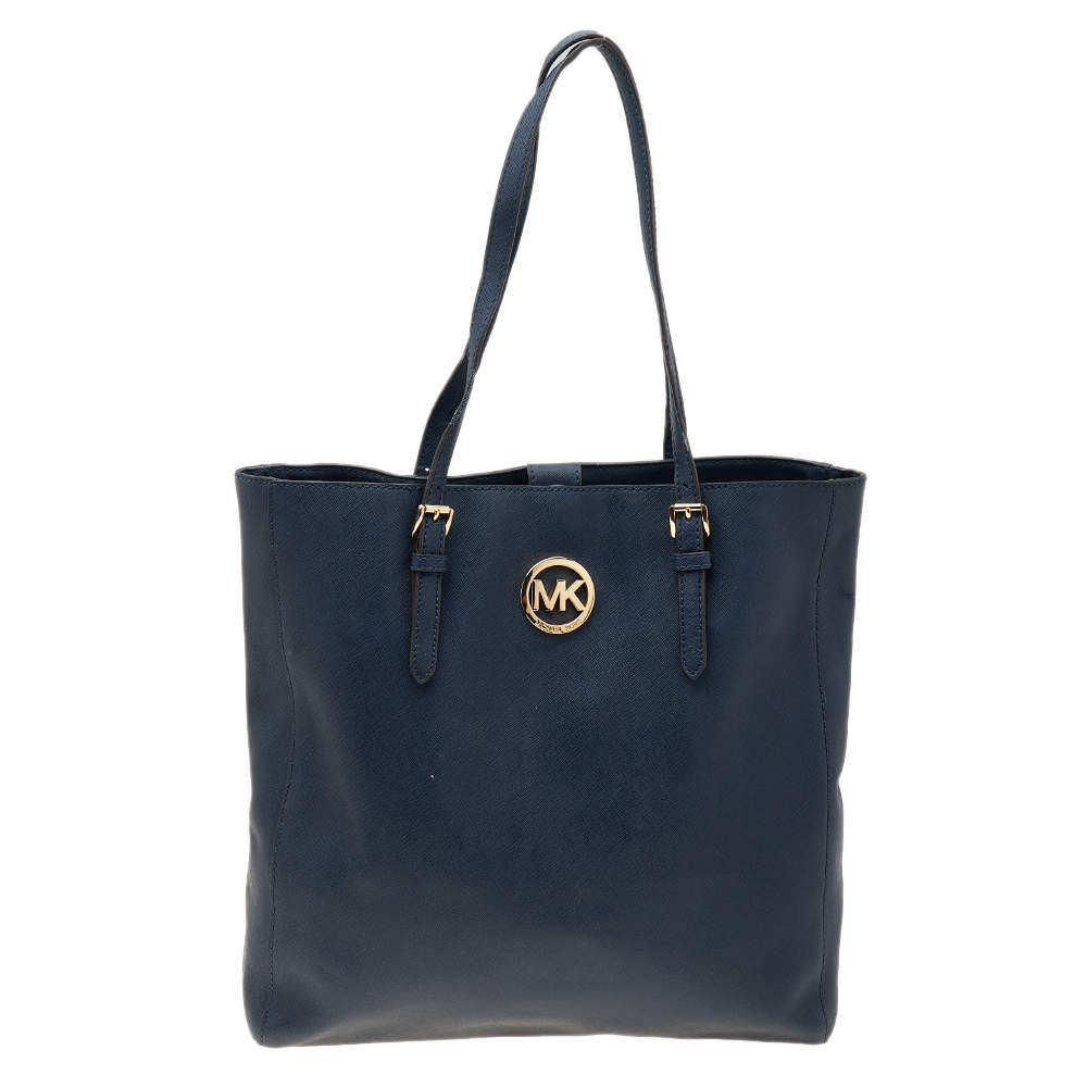 MICHAEL Michael Kors Navy Blue Saffiano Leather Large Jet Set Tote MICHAEL Michael Kors TLC