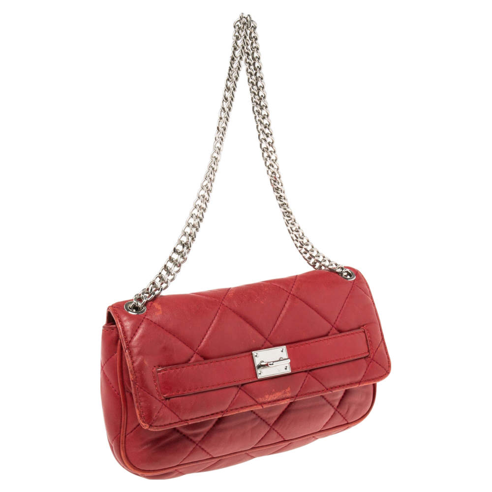 Michael Kors Red quilted handbag with Gold Chain straps