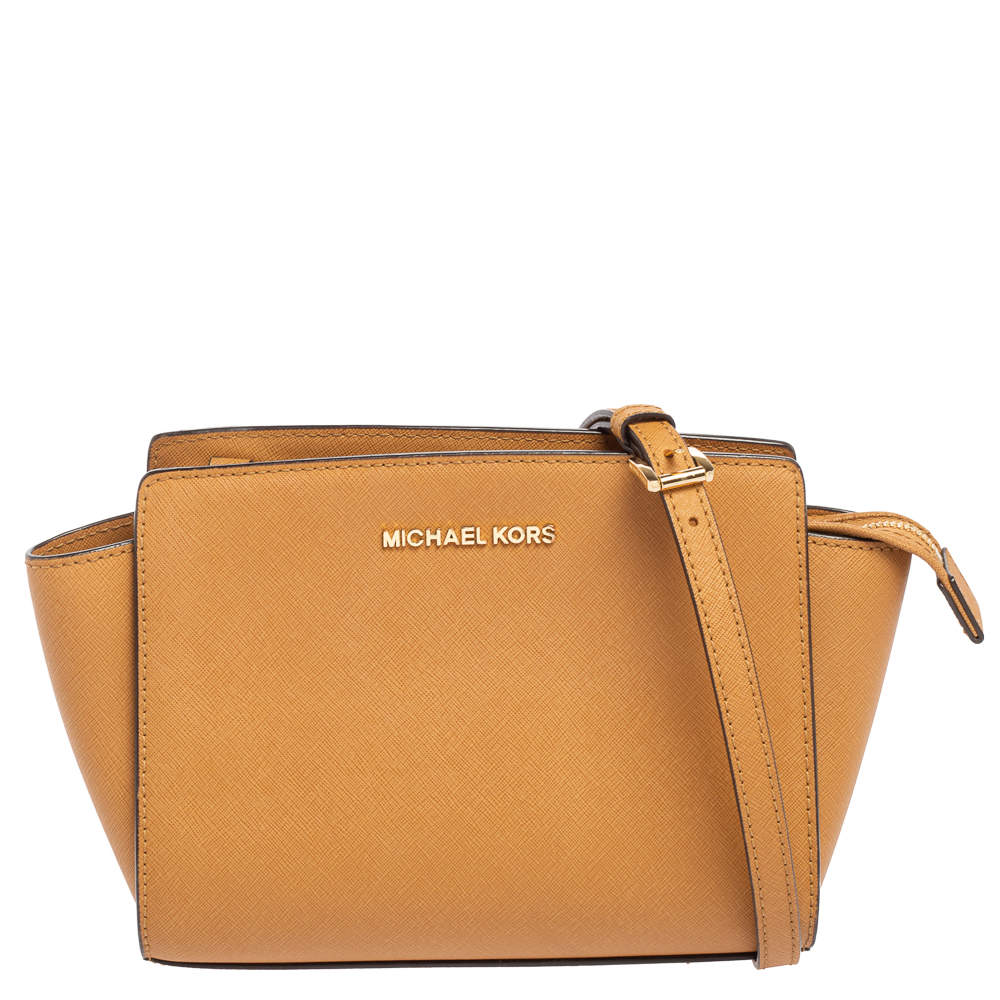 مملوكة مسبقًا MICHAEL Michael Kors Tan Saffiano Leather Medium Selma Crossbody Bag