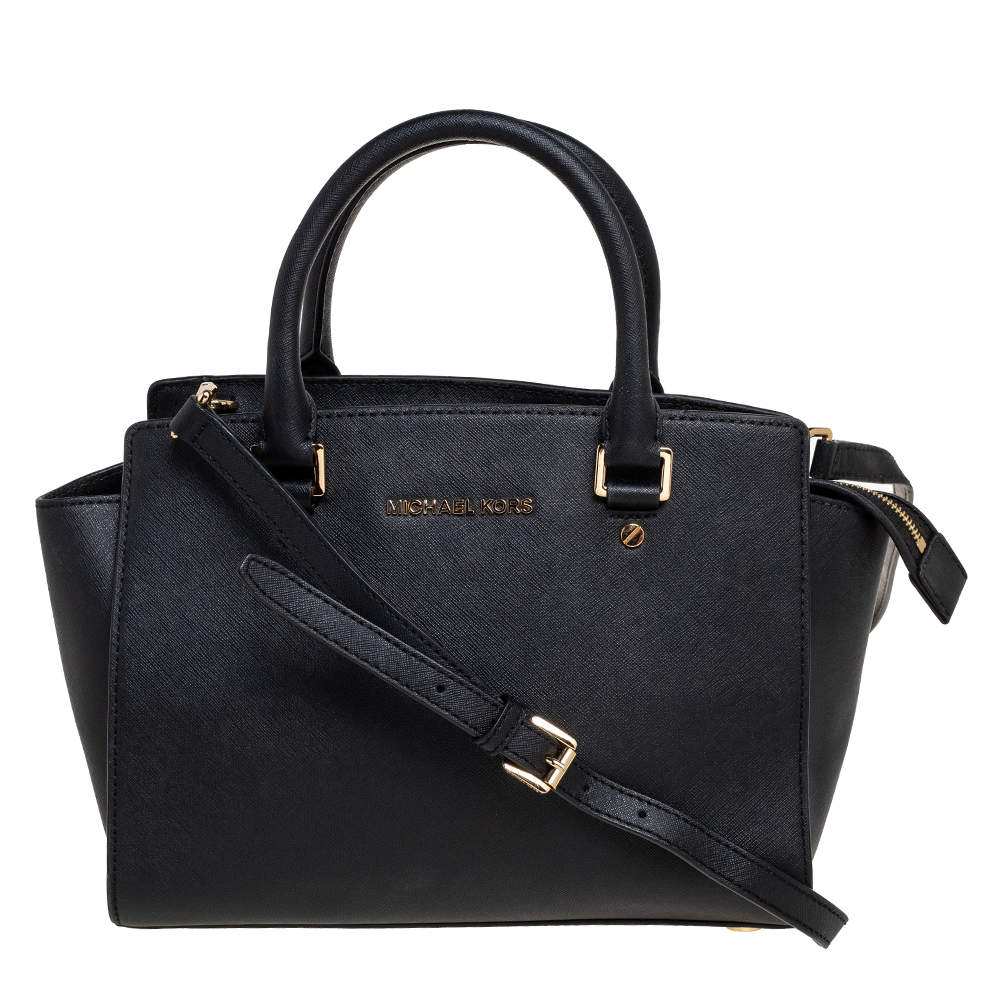 Pre Owned حقيبة ساتشل مايكل مايكل كورس "سيلما" جلد سافيانو أسود متوسطة