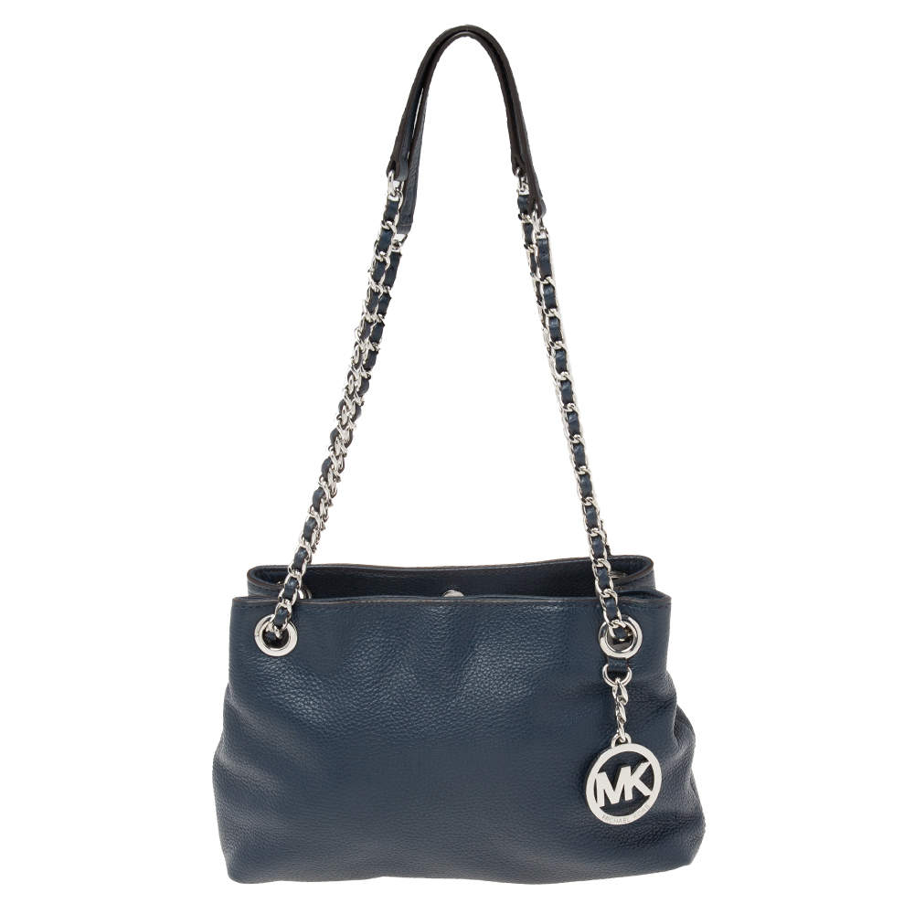 Pre Owned حقيبة كتف مايكل مايكل كورس جلد أزرق بسلسلة