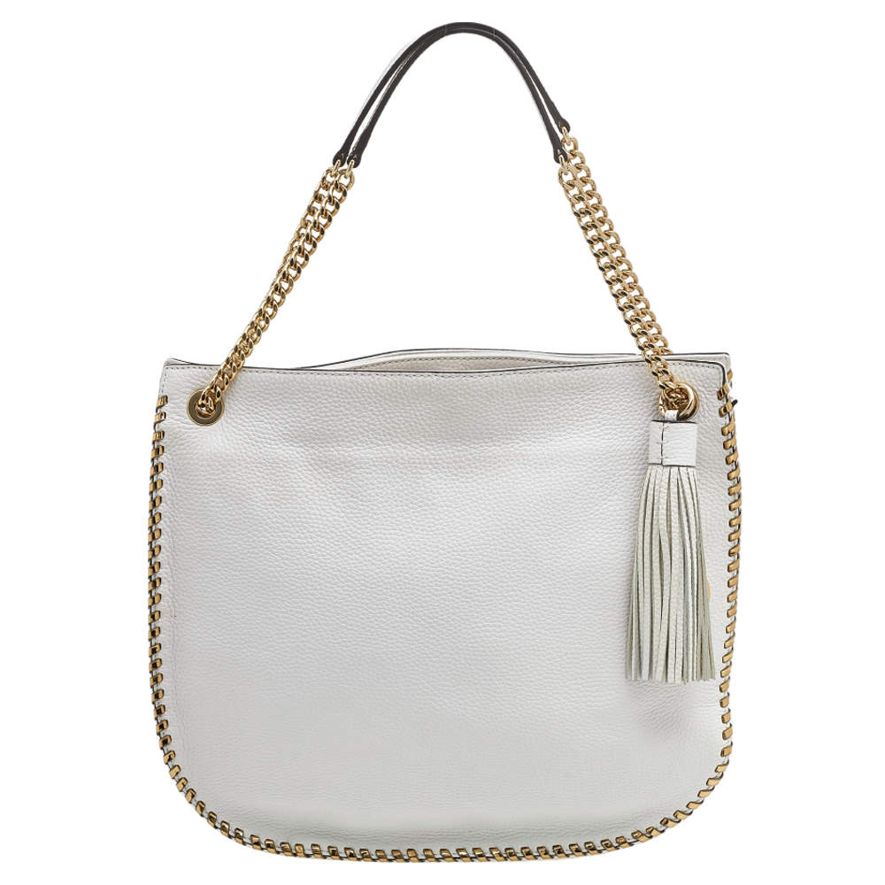 مملوكة مسبقًا MICHAEL Michael Kors White Leather Chelsea Chain Shoulder Bag