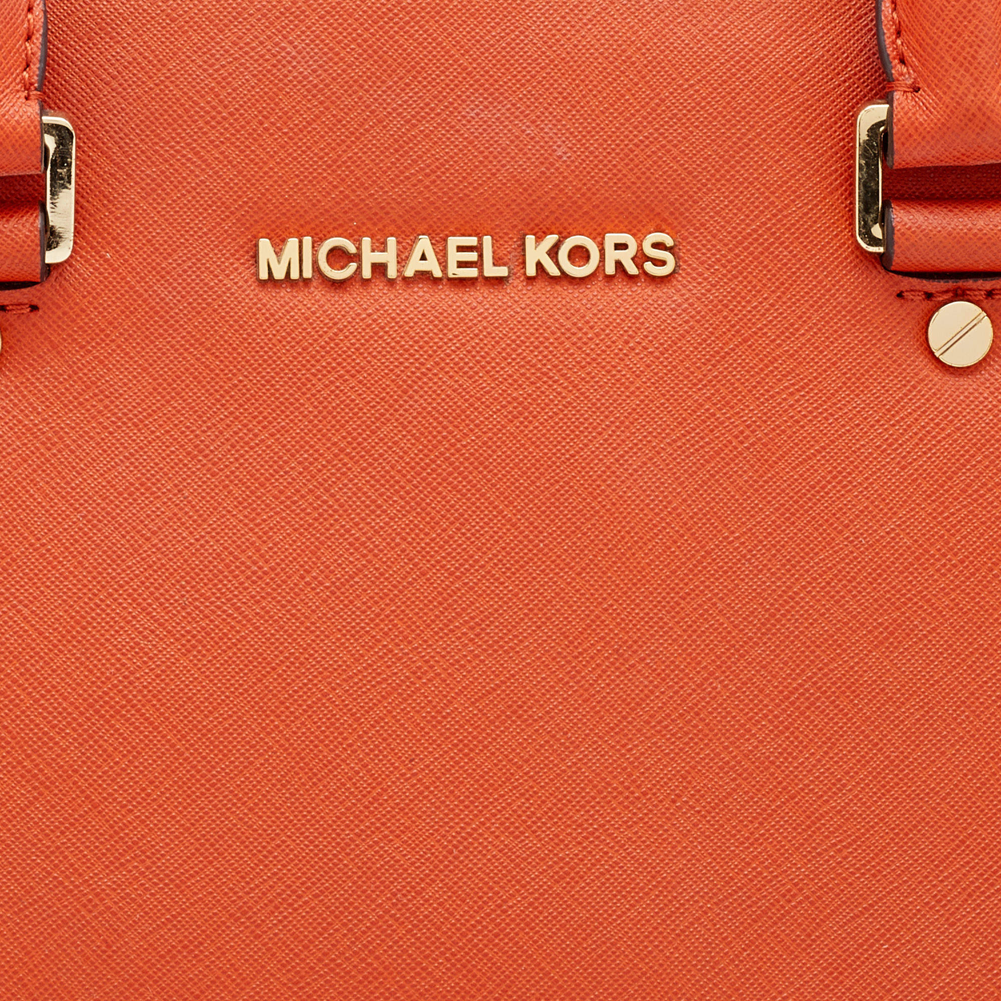 Michael Kors Selma Large Saffiano Leather Satchel Bag 30S3GLMS7L In ORANGE  - Excel Clothing