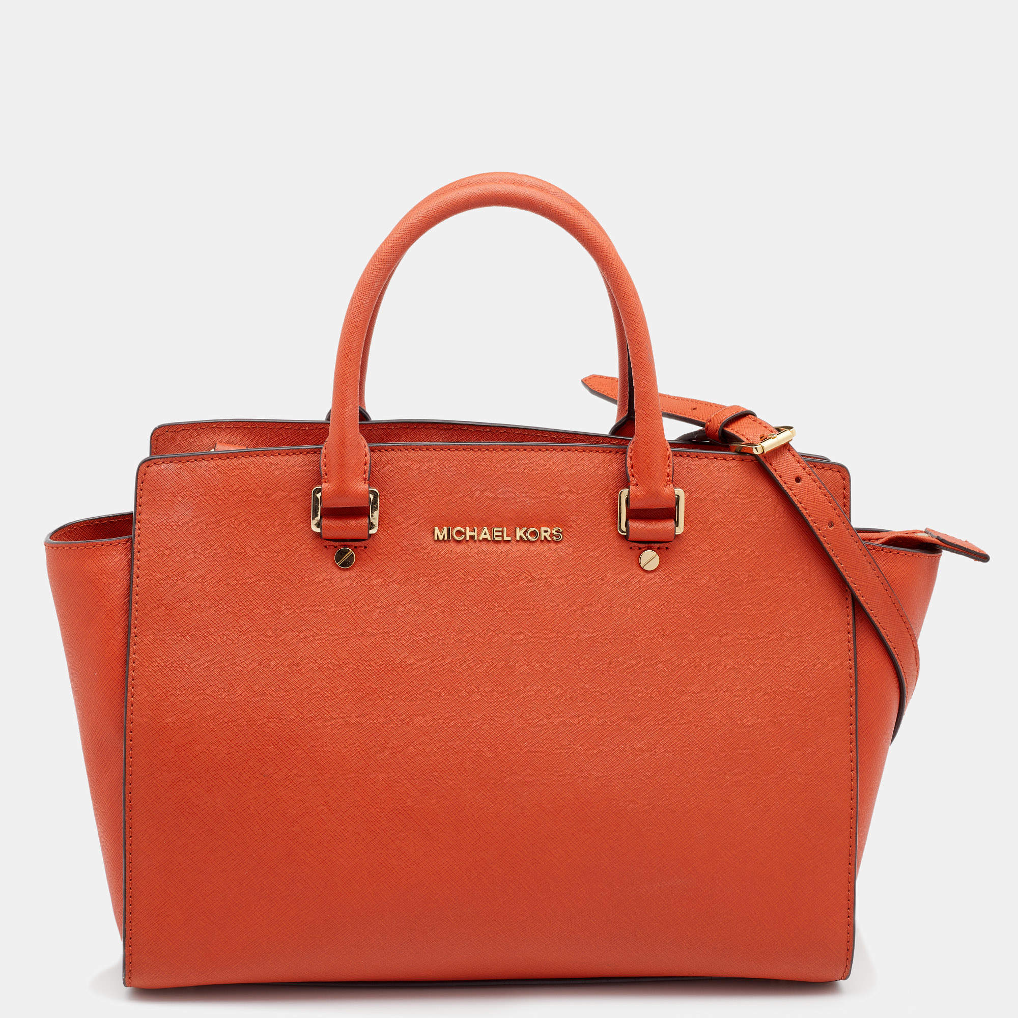 Pre Owned حقيبة ساتشل مايكل مايكل كورس سيلما جلد سافيانو برتقالي كبيرة